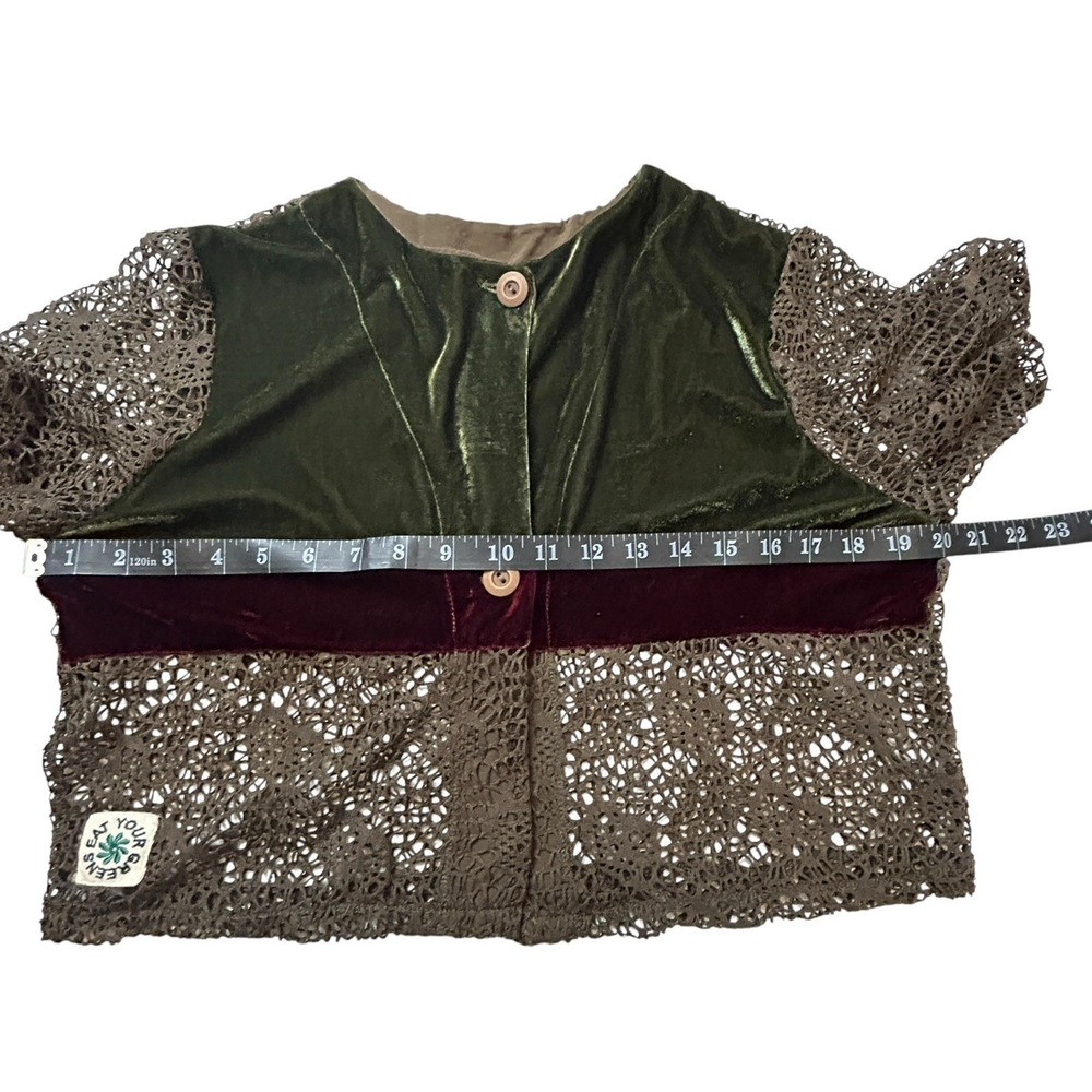 Open Knit Cardigan Womens Sz M Forrest goblin fairy Grunge BoHo Festival velvet - Picture 6 of 9